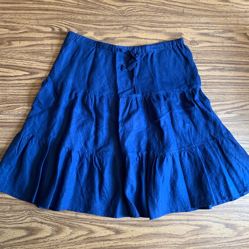 Valerie Bertinelli Blue Linen Skirt